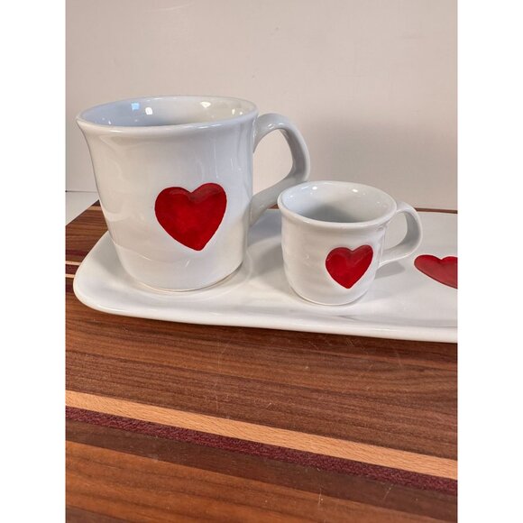 WILLIAM SONOMA Valentines Day Coffee Mug, Esspresso Cup and Biscotti/cookie plat - Picture 2 of 7